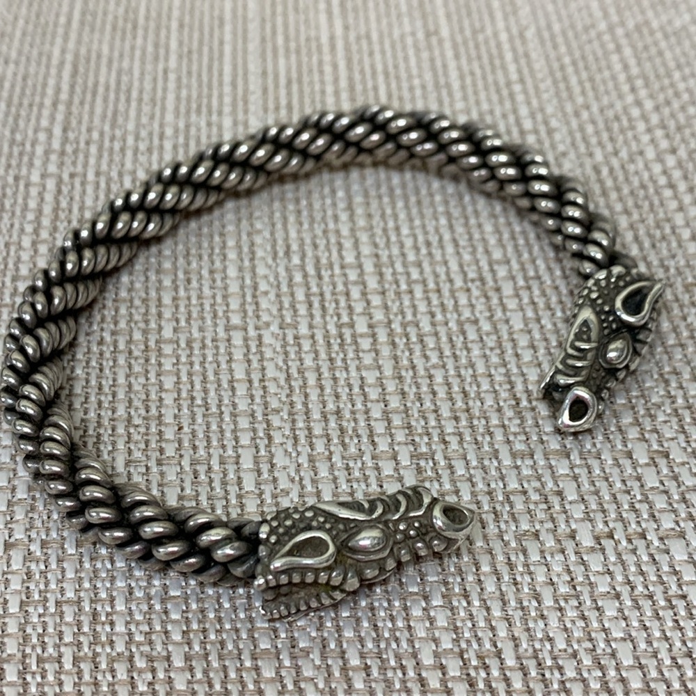 DRAGON BRACELET Celtic Torc Light Braid Sterling Silver The Vikings - Picture 4 of 5
